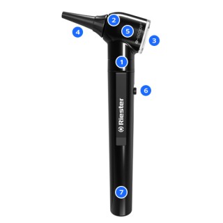 Otoscopio Riester E-SCOPE luz halógena Fibra óptica negro