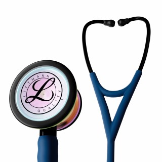 Littmann Cardiology IV azul oscuro con tubo satinado y pieza torácica arcoíris